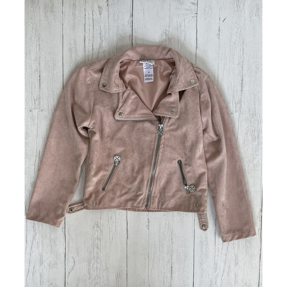 Nicole Miller New York Blush Pink Suede Long Sleeve Little Girl Jacket Size 6